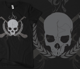 Skull & Crossed Hurleys - Grey on Black