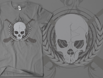 Skull & Crossed Hurleys - Grey on American Apparel Grey