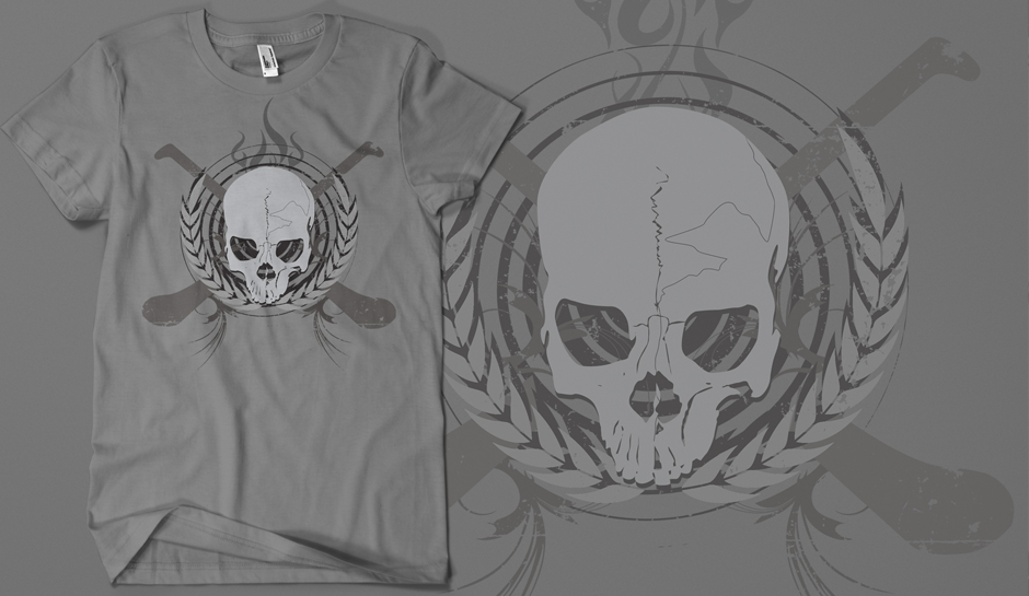 Skull & Crossed Hurleys - Grey on American Apparel Grey